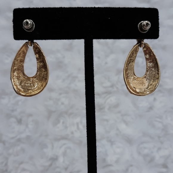 Vintage Swirled Enamel Teardrop Pierced Earrings - Picture 5 of 6